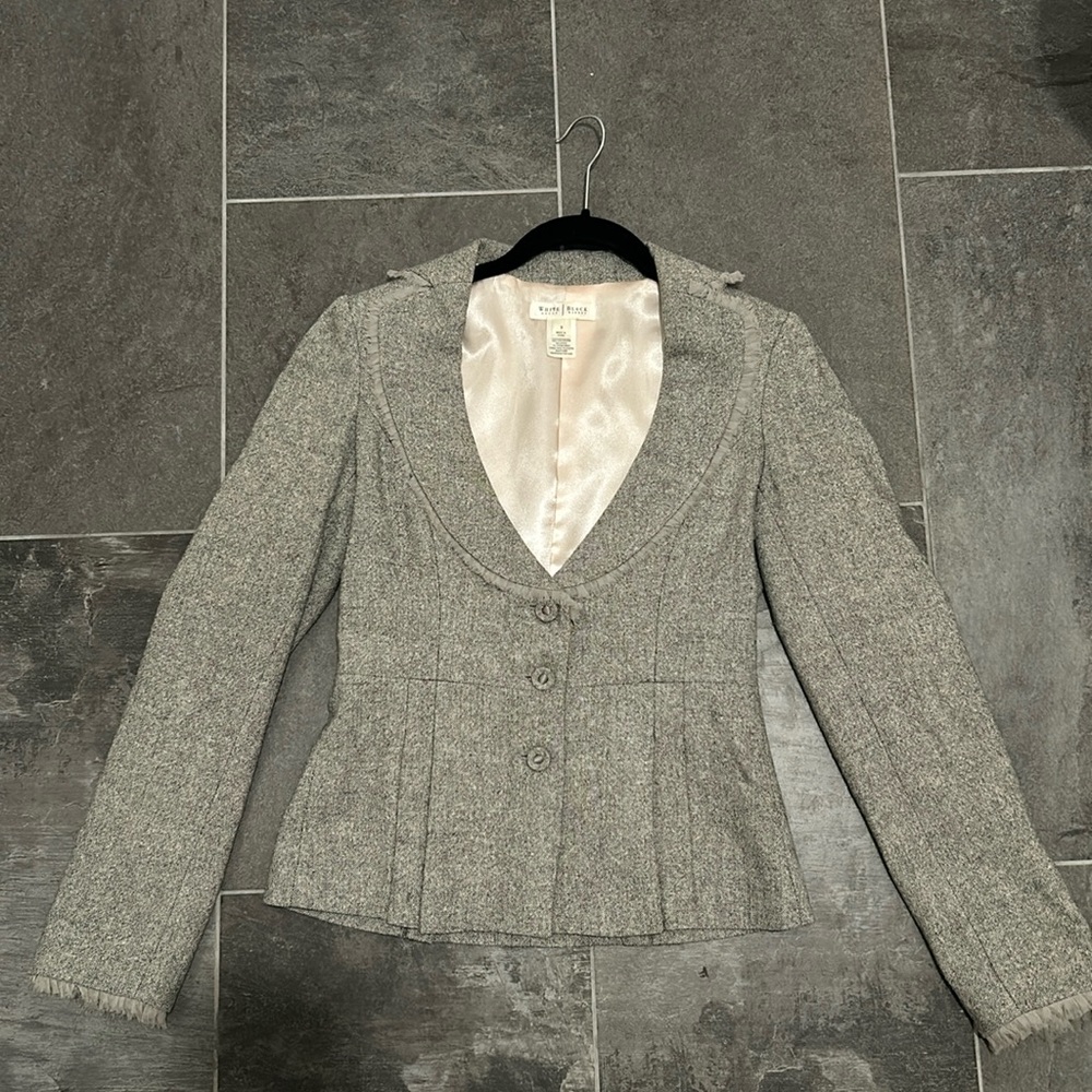 Grey Blazer with sleeve detail. Size 0